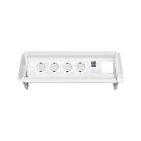 ABL 2F0WF4F4- Встраиваемая розеточная станция серии Aero Flip с 4 розетками, 2xUSB-A и 1 слотом для IMP, белая (2F010421)