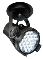 ETC D22 Lustr+ Canopy Fixture, Black CE Прожектор светодиодный Lustr+.  Светодиодный массив 7 цветов, 21 град. (22 LED 2.5 Вт), лира с установочным основанием для монтажа на стену или потолок,  клеммы для подключения кабеля питание и управления  DMX-512RD