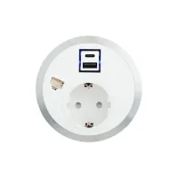 ABL 2F21F1A4- Встраиваемая розетка серии Port El с 1xUSB-A, 1xUSB-C и 1xRJ45 Cat6A, белая (2F210104)