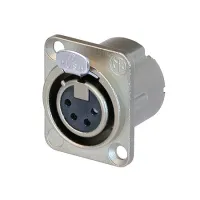 Neutrik NC4FD-LX- Панельный разъем XLR 4-pin (розетка) с фланцем типа D и двойным заземляющим контактом, под пайку
