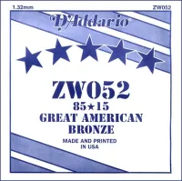 ZW052 Отдельная струна для акустической гитары, бронза 85/15, 052, D'Addario