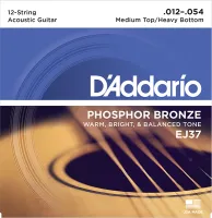 EJ37 Phosphor Bronze Комплект струн для 12-струнной гитары, ф/бр, M.Top/H.Bottom, 12-54, D'Addario