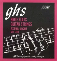 GHS 700 - струны для эл. гит.- сплав 52, полукруглая обмотка; (09-12-15-22-32-42); Brite Flats