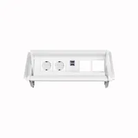 ABL 2F0WF2F5- Встраиваемая розеточная станция серии Aero Flip с 2 розетками, 2xUSB-A и 2 слотами для IMP, белая (2F010222)