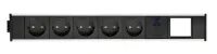 ABL 2M20F5A4- Розеточная станция серии Link с 5 розетками, 1xUSB-A, 1xUSB-C и 1 слотом для IMP, черная с серебристым (2M200504)
