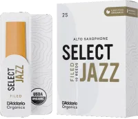Трости для альт-саксофона d'addario organic select jazz filed orsf10asx2s - трость из толстой заготовки c подрезкой с утолщенным сердцем для саксофона альт силой 2 слабая. цена за упаковку из 10 штук