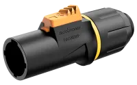 ROXTONE RAC3MWP yellow ring Разъем кабельный типа powercon, пыле и влаго защищенный(IP65), 3-х контактный, "male", черный с желтым кольцом