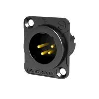 Seetronic MJ4F2C-BG- Панельный разъем XLR 4-pin (вилка) с фланцем типа D, под пайку, цвет черный