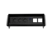 ABL 2F000311- Встраиваемая розеточная станция серии Aero Flip с 3 розетками, 1xUSB-A, 1xUSB-C и 2 слотами для IMP, черная