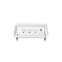 ABL 2F010309- Встраиваемая розеточная станция серии Aero Flip с 3 розетками, 1xUSB-A, 1xUSB-C, белая
