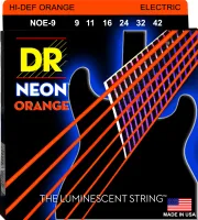 DR NOE-9 - струны для электрогитары, Калибр: 9-42, Серия: HI-DEF NEON™, Обмотка: посеребрёная/никелированая сталь, Покрытие: люминесцентное