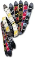 FENDER BLACK STRAP/YELLOW LOGO ремень для гитары, черный цвет, желтый логотип