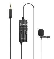 BOYA BY-M1PRO - Универсальный Петличный Микрофон с функцией мониторинга и регулировкой усиления 0/-10дБ, 70Hz – 18KHz, 78dB SPL, 1000 Ом (Длина кабеля микрофона 6 метров)
