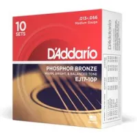 D`addario ej-17-10p  струны для акустической гитары фосфор/ бронза, medium 13-56 (10 комплектов)