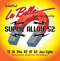 SA1252 Super Alloy 52 Комплект струн для электрогитары, железо/никель, Jazz Light, 12-52, La Bella