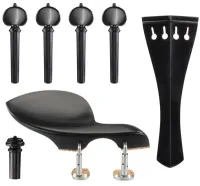 Viola accessory set Acura Meister Preciso AS-ASGHL652 - Preciso grade viola accessory set of ebony with ebony trim. Heart pegs, Hill tailpiece, Guarneri chin rest with English mount and inSight end pin.