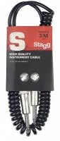 STAGG SGCC3 DL - гитарный шнур, витой, длина 3 метра. Толщина кабеля - 6 мм, PRO джеки, черного цвета.