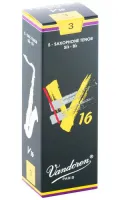 Tenor saxophone reeds Vandoren V16 SR723 - V16 unfiled tenor saxophone reed with medium-thick heart with strength 3. Price per pack of 5 pieces