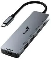 USB-Хаб Genius UH-500 Iron Grey (USB-C PD, USB 3.0x2, USB-Cx2, 4K HDM)