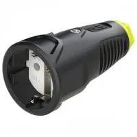 PCE Розетка кабельная 16A/250V/2P+E/IP20 корпус черный, маркер желтый 2510-she