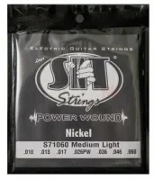 Струны для 7-семиструнной электрогитары SIT S71060, Powerwound Nickel Custom Light, 10-60