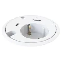 FORMING FUNCTION 9358001601- Встраиваемая розетка серии Powerdot с 2 отверстиями под кабель, 1хUSB и 1xUSB-C, белая