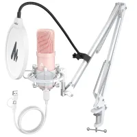 Maono AU-A04E (pink) USB-микрофон, конденсаторный кардиоидный, 192 кГц/24 бита, набор