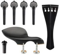 Viola accessory set Acura Meister Preciso AS-ASGHT652 - Preciso grade viola accessory set of ebony with ebony trim. Heart pegs, Hill tailpiece, Guarneri chin rest with English mount and inSight end pin.