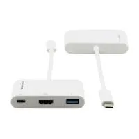 Kramer [adc-u31c/m2] переходник usb 3.1 тип c вилка на hdmi розетку, usb 3.0 розетку и розетку usb 3.1 type-c для зарядки мобильных устройств