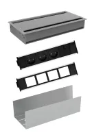 ABL K46MID/2 (S)- Комплект розеточной станции серии Conference MID с лючком, 3 розетки, 1xUSB-A, 1xUSB-C и 4 слота для IMP, серый