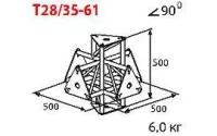 ИМЛАЙТ T28N/31-61 Стыковочный узел для 6-ти ферм под 90 градусов, d28х2 \ d16х2мм. Крепежный размер 155мм, М10.