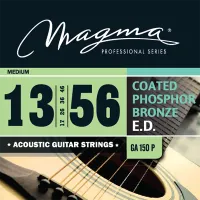 Acoustic guitar string set Magma GA150P - Professional steel strings with improved flexibility, bright and full sound, medium tension, thickness .013-.056 inch. Special coated basses with phosphor bronze winding around octagonal core.