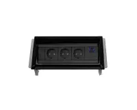 ABL 2F000309- Встраиваемая розеточная станция серии Aero Flip с 3 розетками, 1xUSB-A, 1xUSB-C, черная