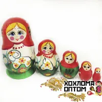 LHM10191 Матрешка "Барашек" 5 кукольная, Хохлома