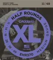 Electric guitar string set D'Addario EHR370 - Струны для электрогитары с полуплоской обмоткой нержавеющей сталью. Среднее натяжение .011-.049