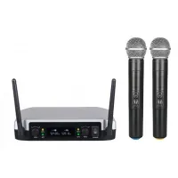 BG EU-90B Радиосистема вокальная, UHF 710.2/619.12MHz, фиксированная частота, Led дисплей, 2 ручных микрофона,  2 XLR выхода +1/4 Jack mix out