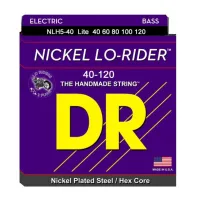 DR NLH5-40 - струны для 5-струнной бас-гитары, Калибр: 40-120, Серия: NICKEL LO-RIDER™, Обмотка: никелированая сталь, Покрытие: нет