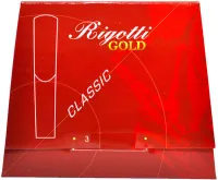 3 alto saxophone reeds Rigotti Gold Classic RG3.CSA-4 - Alto saxophone reed pack with strength 4, classic cut. Price per pack of 3 pieces.