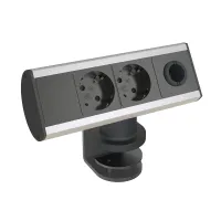 Kondator 935-D2M0- Розеточная станция серии Axessline с 2 розетками и отверстием под кабель, серебристо-черная