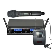 VOLTA DIGITAL 0202X PRO+ Микрофонная цифровая (2.4 МГц) радиосистема с ручным передатчиком со сменными капcюлями (динамическим и конденсаторным),  карманным передатчиком со сменными микрофонами - головным и петличным. Радиус действия - 100 м при отсутстви