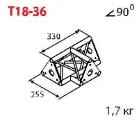 ИМЛАЙТ T18-36 Стыковочный узел для 3-х ферм под 90 градусов, d28х2 \ d16х2мм. Крепежный размер 100мм, М8.