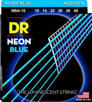 DR NBA-10 - струны для акустической гитары, Калибр: 10-48, Серия: HI-DEF NEON™, Обмотка: посеребрёная медь, Покрытие: люминесцентное