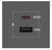 Kramer MC-C65W/A18W(B), Зарядное устройство с разъемом USB-C, 65 Вт и USB-A 18 Вт, цвет черный
