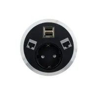 ABL 2F20F1F5- Встраиваемая розетка серии Port El с 2xUSB-A и 2xRJ45 Cat6A, черная (2F200120)