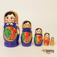 LHM10145 Матрешка "Хохлома синяя" 5 кукольная, Хохлома