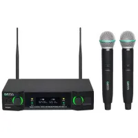 ECO by VOLTA U-2 (520.10/725.80)  Микрофонная радиосистема начального уровня с двумя ручными динамическими микрофонами UHF диапазона с фиксированной частотой. True Diversity, Plug&play., 1pcs in box: 423x337x70 mm, 10 pcs in box: 435x370x354 mm, receiver 