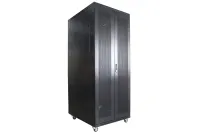 Рэковая стойка Wize Pro [W22U80R-RD] 19”, 22U, 600х800 мм,  двойная передняя и задняя двери металл. перфорированные , вент.панель из 4 вентиляторов, колеса, рэковые гайки: 20 шт, вес нагрузки 800 кг, сталь,черный (3 места)