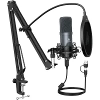 Maono AU-A04E (gray) USB-микрофон, конденсаторный кардиоидный, 192 кГц/24 бита, набор