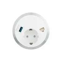 ABL 2F210106- Встраиваемая розетка серии Port El с 1xUSB-A 3.0 и 1xRJ45 Cat6A, белая