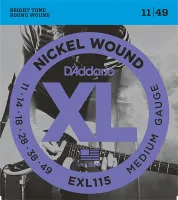 Electric guitar string set D'Addario EXL115 - Electric guitar strings with nickel-plated steel tops and nickel-plated steel wound basses. Medium tension, thickness .011-.049 inch